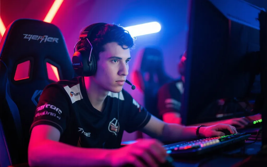 Peanut比赛瞬间，专注激烈，电竞舞台氛围浓厚